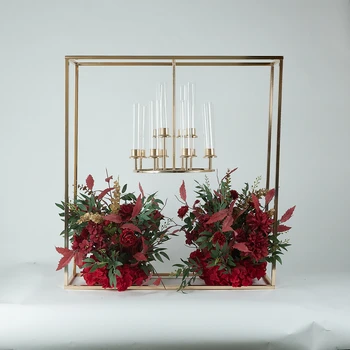 מתכת מנורת זהב פמוטים שולחן חתונה נר לעמוד סידורי האגרטל המפלגה אירוע DIY קישוט