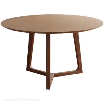 נורדי אור יוקרה טהור אוכל עץ מלא, שולחן משק הבית דירה קטנה שולחן עגול פנאי קפה שולחן כיסא משולב