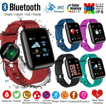 116 פלוס, שעון חכם Bluetooth עמיד למים ספורט קצב הלב לחץ דם צג שעונים גברים, נשים, שעון-יד טלפון Xiaomi