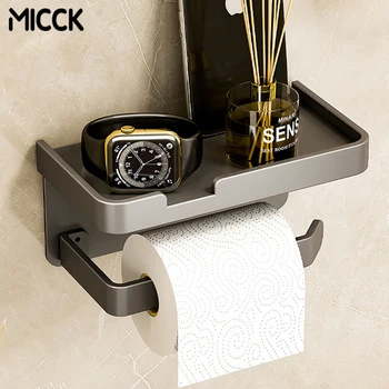 MICCK אלומיניום מחזיק נייר טואלט לשירותים 1/2 שכבות גליל נייר מתלה רקמה קולב עם הטלפון מדף אביזרי אמבטיה