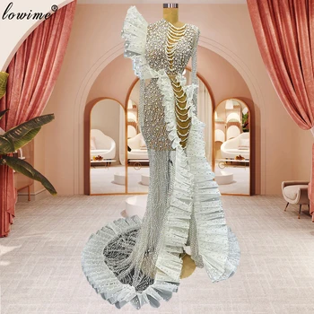 חדש מיוחד שנהב סלבריטאים שמלות פנינים אלגנטי המסלול שמלת מסיבת חתונה שמלות שמלות ערב לנשים חלוק נשי לנשף