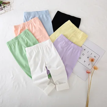 ילדה גמישה רכה מודאלית כותנה ילדים חותלות צבע ממתקים בנות רזות מכנסיים בצבע אחיד לילדים מכנסיים DT352