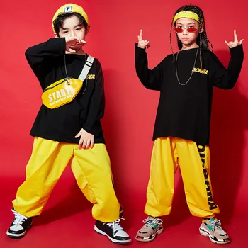 אביב ג ' אז ריקוד תלבושות ילדים רופף Hiphop רחוב לרקוד להשתולל תלבושות ילדים על הבמה לבוש בגדי אימון