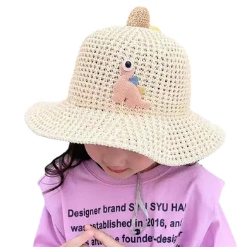 קש לתינוק כובע פנמה הקיץ ילדה כובע קריקטורה דינוזאור פירות חוף ילדים קאפ הנסיכה בייבי כובעים כובעים כובעים לילדים