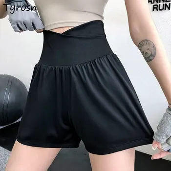 ספורטי נשים מכנסיים קצרים מוצקים כיסים 3 צבעים כל המשחק גבוהה המותניים פועל כושר לנשים בגדי קיץ Mujer בסיסי אימון