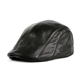 גברים, נשים, עור אמיתי לשיא כובע כתב מצנפת כומתה נהג גטסבי שטוח גולף כובע יוניסקס למבוגרים הכומתות אביזר אופנה 2021