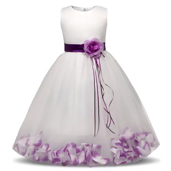 פרח שמלת ילדה ילדים שמלת התייחדות רשמי בלי שרוולים תחרה הנסיכה Elegent מסיבת נשף שמלות ילדה 1-10yrs