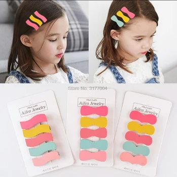DHL 100set 5pcs/set ילדים צבעוני סיכות קוריאנית שיער קליפ בנות ילדים חמוד שיק אביזרי שיער הכובעים
