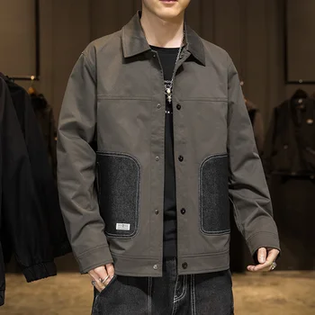 חדש האביב סתיו של גברים מעילי הצווארון להנמיך רזה מעיל רוח מעיל מעיל מחבל צבאי אופנה קוריאנית צבא חם להאריך ימים יותר