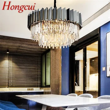 Hongcui אור תליון מודרני כפול קריסטל מנורת LED יוקרה במקום בית האוכל, הסלון