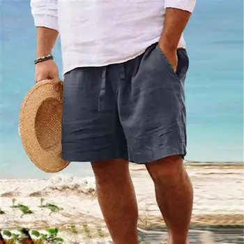 אופנתיים מקרית קצרים רצועת גומי רך קצרים חוף קיץ צבע טהור הוואי ספורט קצרים