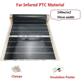 סוג חדש 240w/m2 רחוק Infared PTC חומר חימום תת רצפתי סרט חם מחצלת עם מלחציים בידוד משחות חיסכון באנרגיה