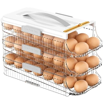 ביצה מחזיק עבור מקרר ביצה מיכל אחסון עם ידית גלגול ביצה ארגונית עבור מקרר ביצה מנפק