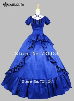 מכירת חיסול הכחול מלחמת-האזרחים בדרום בל ויקטוריאני שמלה אלגנטית, לוליטה ויקטוריאני שמלת נשף לנשים