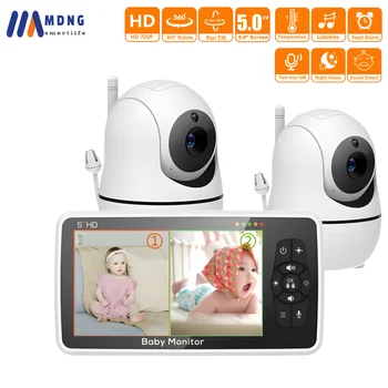 5 אינץ ' צג תינוק וידאו עם שתי המצלמה התינוק טלפונים מצלמות 4X זום 1000ft 2-Way אודיו מוצרי תינוקות חדשים שנולדו Nanay קאם