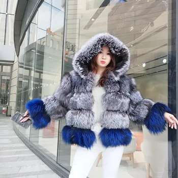2022 חדש ומעוצב בסגנון נשים אמיתי פרווה מעיל עם ברדס החורף לעבות להתחמם הפיך המעיל