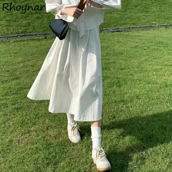 קיץ, חצאיות נשים מכרז תלמידים שיק וינטג כל המשחק גבוהה המותניים יומי טהור מוצק סגנון קוריאני פשוטה אופנה פנאי לבני נוער