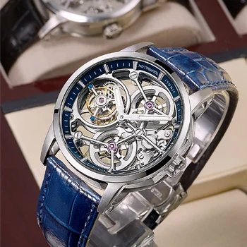 JINLERY תשע-עמדה טורבילון שעון אוטומטי שעון מיוחד חלול מכני שעוני יוקרה, פלדה רצועת 2023 על ידי ѧ ידי ידי ידי ާידי ا ידי ܧڧ ידי