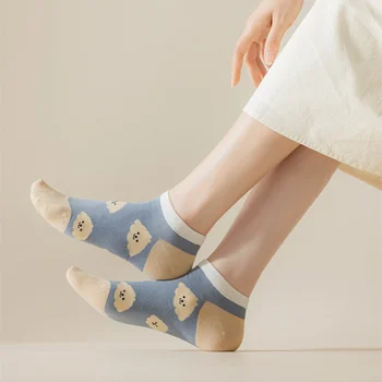 דק לנשימה בנות קצרים גרביים חיות קריקטורה הדפסה נשים חתך נמוך הקרסול גרביים יפני מתוק בנות Kawaii חמוד כותנה גרביים
