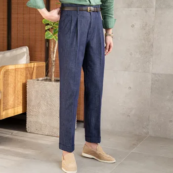גבוהה המותניים מכנסיים המכנסיים לאדם OfficeTrouser עסקי מזדמן שאיפה הבריטי מועדון חברתי חליפות מכנסיים גבר לא כולל חגורה