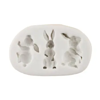 3D סיליקון עוגת עובש הפסחא שלושה ארנבים קישוט עובש שוקולד פונדנט אפייה כלי מטבח אספקה הביתה