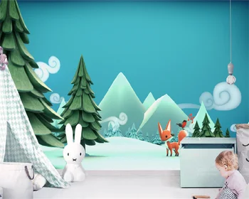 טפט מותאם אישית קריקטורה 3D תלת ממדי יער חיות קטנות חדר ילדים כל הבית רקע קיר הבית ציורי קיר