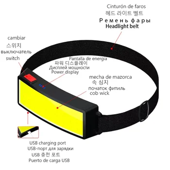 נייד רחב זווית COB LED פנס נטענת USB LED מנורה לפיד 500LM חזק led פנס עם סוללה מובנית