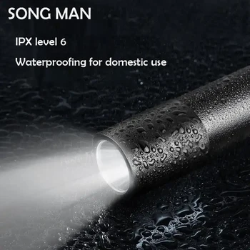 נטענת הפנס עמיד למים מיני אור 3 מצבי מטען USB פנס עם לבנות סוללה אלומיניום פנס השיר