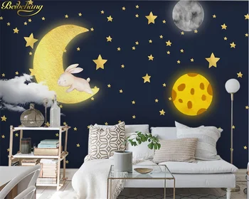 beibehang מותאם אישית 3d טפט קיר סקנדינבי מינימליסטי קריקטורה הירח הכוכבים בחלל ילדים בחדר רקע קיר המסמכים דה parede