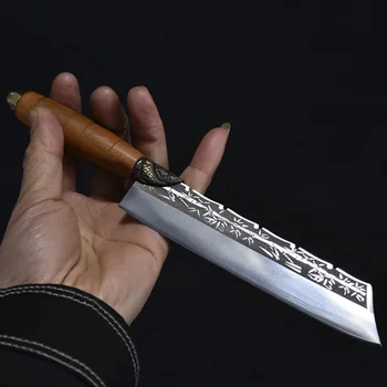 6 אינץ Longquan סכין בעבודת יד מזויפים 7Cr17MoV פלדה חד Kiritsuke השירות דופק ציד הקופיץ סכין מטבח סין מסר