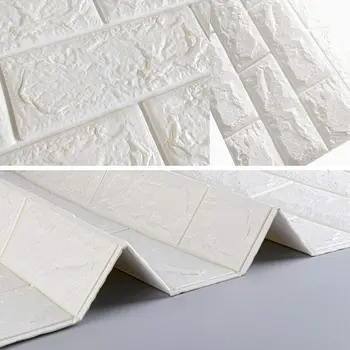 דביק 3D מדבקות קיר עמיד למים DIY לבנים קצף נייר קיר הטלוויזיה רקע תפאורה השיש טפט צבעוני לבנים