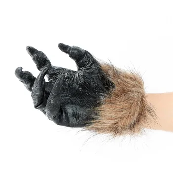 יצירתי זאב טפר כפפות ליל כל הקדושים זאב כפפות גומי Handguard אישיות שחור סימולציה עם הצבת טיפים